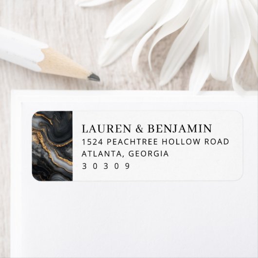 Elegant Black Gold Marbled Waves (Insitu)