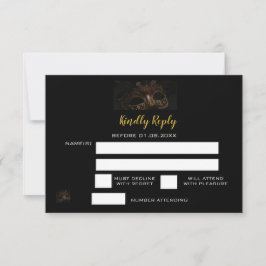 Elegant Black Gold Masquerade Sweet 16. Geburtstag RSVP Karte
