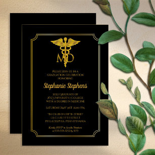 Elegant Black Gold MD Einladung
