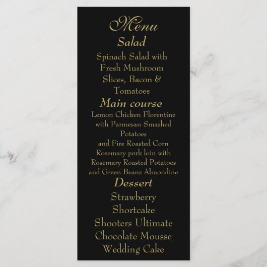 Elegant Black & Gold Menu card Menükarte (Vorderseite)