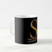 Elegant Black Gold Monogram Girly Script Stilvoll Kaffeetasse (Vorderseite Links)