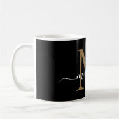 Elegant Black Gold Monogram Girly Script Stilvoll Kaffeetasse (Links)