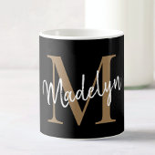 Elegant Black Gold Monogram Girly Script Stilvoll Kaffeetasse