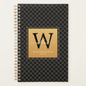 Elegant Black Gold Monogram Initial Trendy 2023 Planer (Vorderseite)