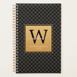 Elegant Black Gold Monogram Initial Trendy 2023 Planer