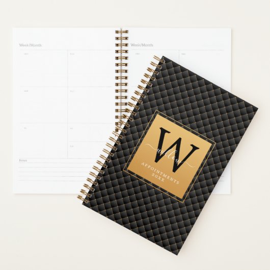 Elegant Black Gold Monogram Initial Trendy 2023 Planer (Anzeige)