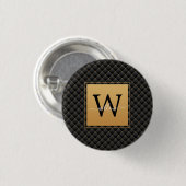 Elegant Black Gold Monogram, Initialskript Stilvol Button (Vorne & Hinten)