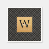 Elegant Black Gold Monogram, Initialskript Stilvol Serviette (Vorderseite)
