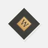 Elegant Black Gold Monogram, Initialskript Stilvol Serviette (Ecke)