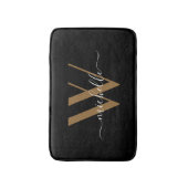 Elegant Black Gold Monogram Script Name Initial Badematte (Vorderseite Vertikal)
