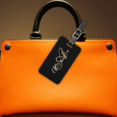 Elegant Black Gold Monogram Script Name Stilvoll Gepäckanhänger