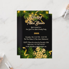 Elegant Black & Gold New Year Invitation 5x7  Einladung