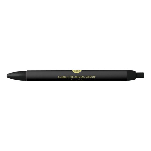 Elegant Black Gold Notary Monogram pen Kugelschreiber (Vorderseite)