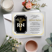 Elegant Black | Gold Nurse RN Graduation Party Pergament Einladungen