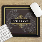 Elegant Black Gold Paisley Mit Monogramm Mousepad