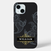 Elegant Black Gold Paisley Monogram Case-Mate iPhone Hülle (Rückseite)