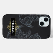 Elegant Black Gold Paisley Monogram Case-Mate iPhone Hülle (Rückseite (Horizontal))