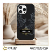 Elegant Black Gold Paisley Monogram Case-Mate iPhone Hülle