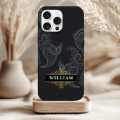 Elegant Black Gold Paisley Monogram Case-Mate iPhone Hülle
