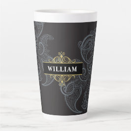 Elegant Black Gold Paisley Monogram Milchtasse