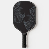 Elegant Black Gold Paisley Monogram Pickleball Schläger (Rückseite)