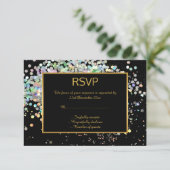 ELEGANT BLACK GOLD PASTEL HOLOGRAPHIC CUSTOM UAWG RSVP KARTE (Stehend Vorderseite)