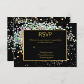 ELEGANT BLACK GOLD PASTEL HOLOGRAPHIC CUSTOM UAWG RSVP KARTE (Vorne/Hinten)