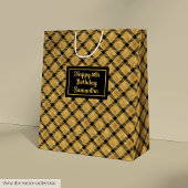 Elegant Black Gold Personalized Birthday Gift Bag Mittlere Geschenktüte
