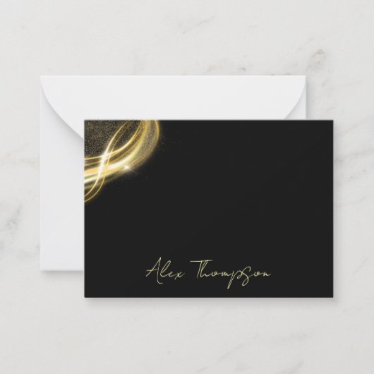 Elegant Black & Gold Personalized Note Card Mitteilungskarte (Vorderseite)
