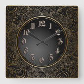 Elegant Black & Gold Quadratische Wanduhr (Vorderseite)