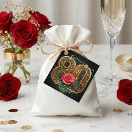 Elegant Black Gold Red Rose Floral 80th Birthday Geschenkanhänger
