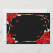 Elegant Black Gold Red Roses 18th Birthday Debut Save The Date (Rückseite)