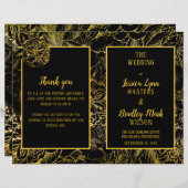 Elegant Black | Gold Rose Floral Wedding Program (Vorne/Hinten)