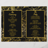 Elegant Black | Gold Rose Floral Wedding Program (Rückseite)
