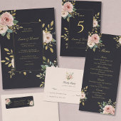 Elegant Black & Gold Roses Return Address Label