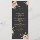 Elegant Black & Gold Roses Wedding Flat Menu Menükarte (Vorderseite)