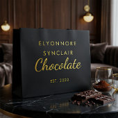 Elegant Black Gold Script Chocolate Große Geschenktüte
