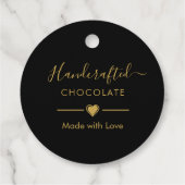 Elegant Black Gold Script Chocolatier Qr Code Geschenkanhänger (Rückseite)