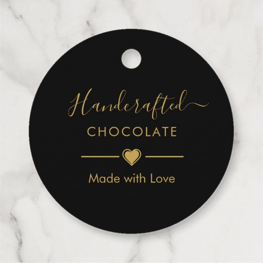 Elegant Black Gold Script Chocolatier Qr Code Geschenkanhänger (Rückseite)