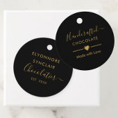 Elegant Black Gold Script Chocolatier Qr Code Geschenkanhänger