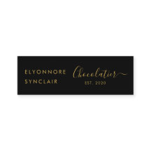 Elegant Black Gold Script Chocolatier Qr Code