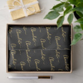 Elegant Black Gold Script Chocolatier Qr Code Seidenpapier (Geschenk)