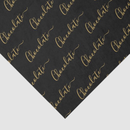 Elegant Black Gold Script Chocolatier Qr Code Seidenpapier (Ausschnitt)