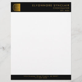 Elegant Black Gold Script Logo Chocolatier  Briefbogen