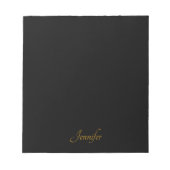 Elegant Black Gold Script Personalized Monogram Notizblock (Vorderseite)