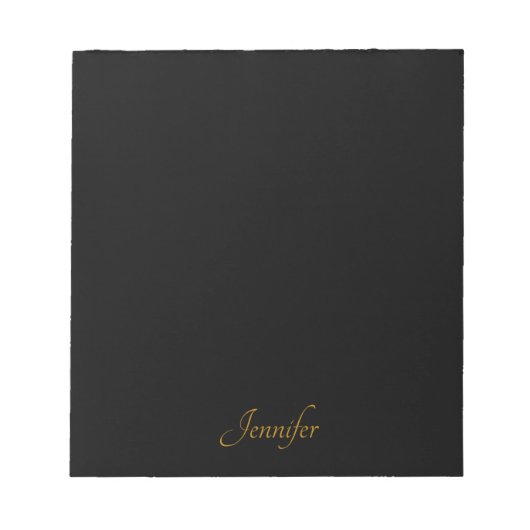 Elegant Black Gold Script Personalized Monogram Notizblock (Vorderseite)