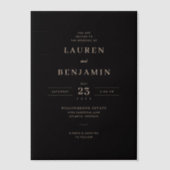 Elegant Black Gold Serif Wedding Invitations Pergament Einladungen (Vorderseite)