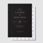 Elegant Black Gold Serif Wedding Invitations Pergament Einladungen (Versetzt (Einladung))