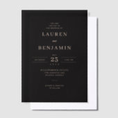 Elegant Black Gold Serif Wedding Invitations Pergament Einladungen (Versetzt)