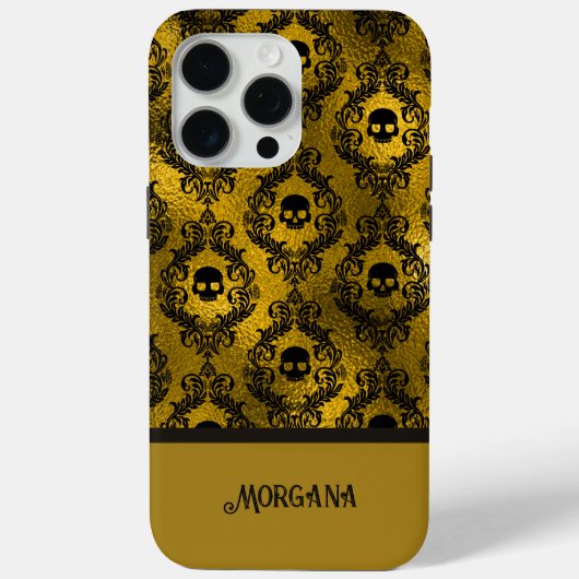 Elegant Black & Gold Skull Gothic Halloween Samsun Case-Mate iPhone Hülle (Rückseite)